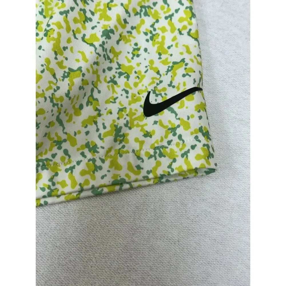 Nike Shirt Mens Med Yellow Green White Dri-FIT Tour Camo Golf Performance Polo
